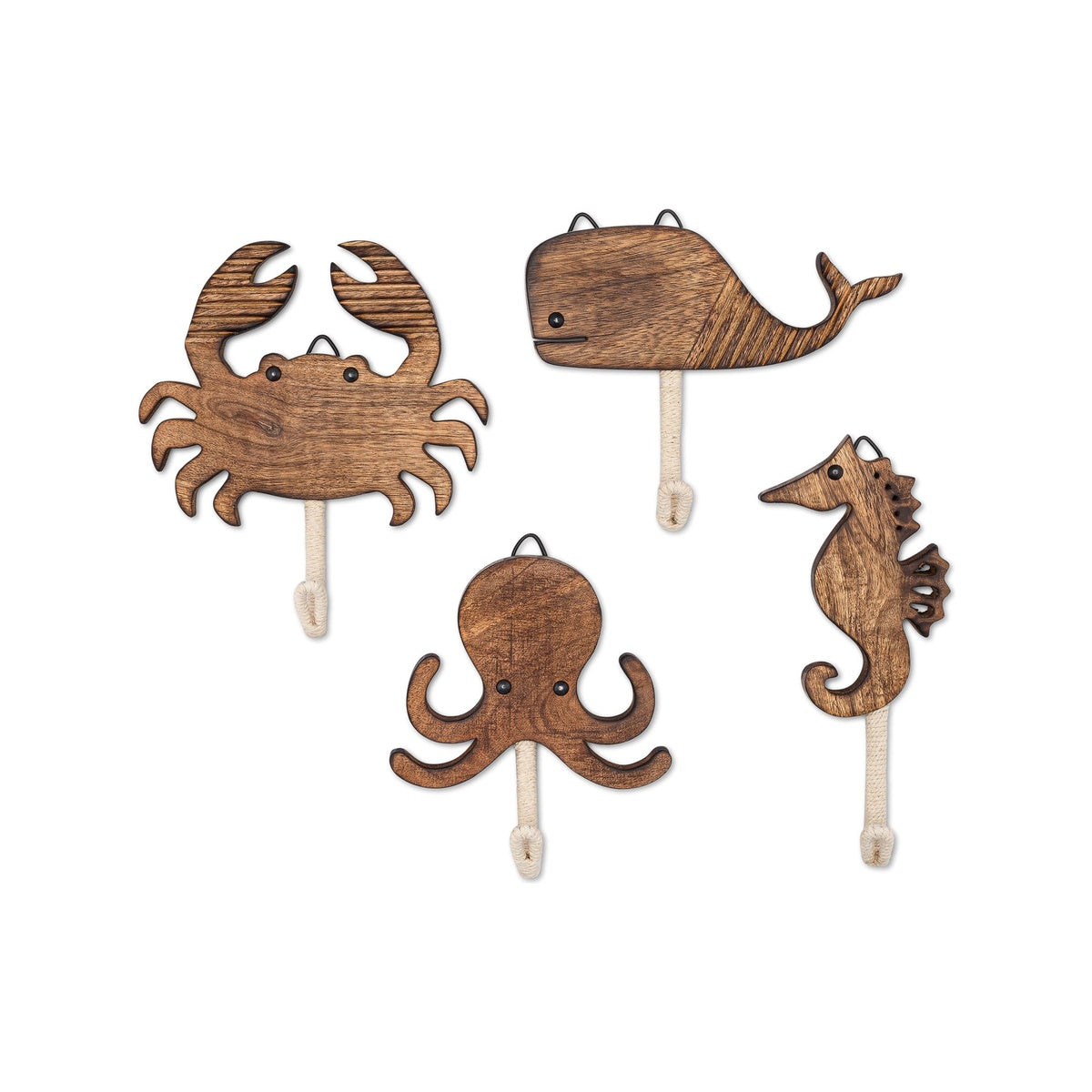Coastal Wooden Nursery Wall Hooks, 4-Piece Set R6028