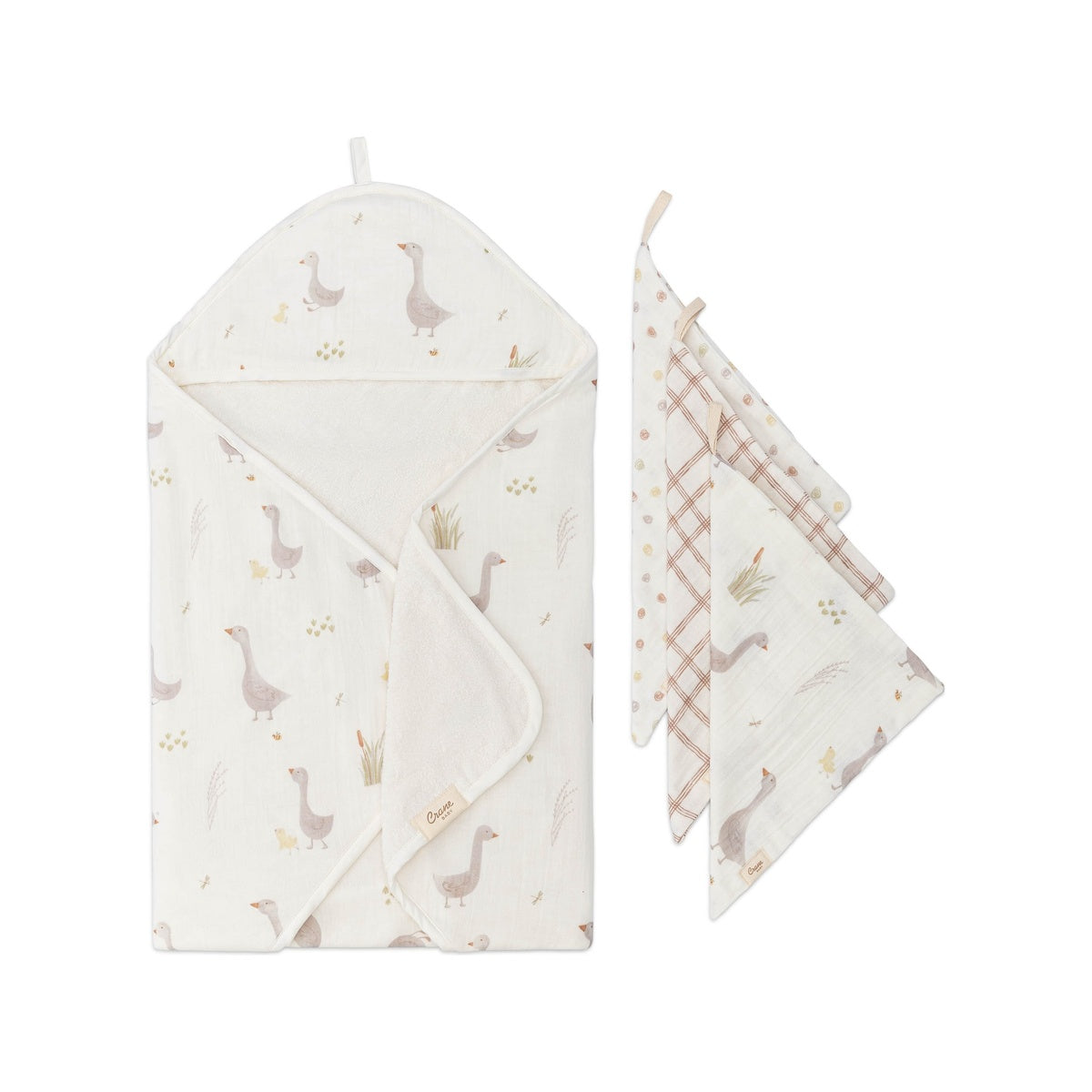 Farmhouse Goose Baby Bath Towel & Wash Cloth Set Y9561