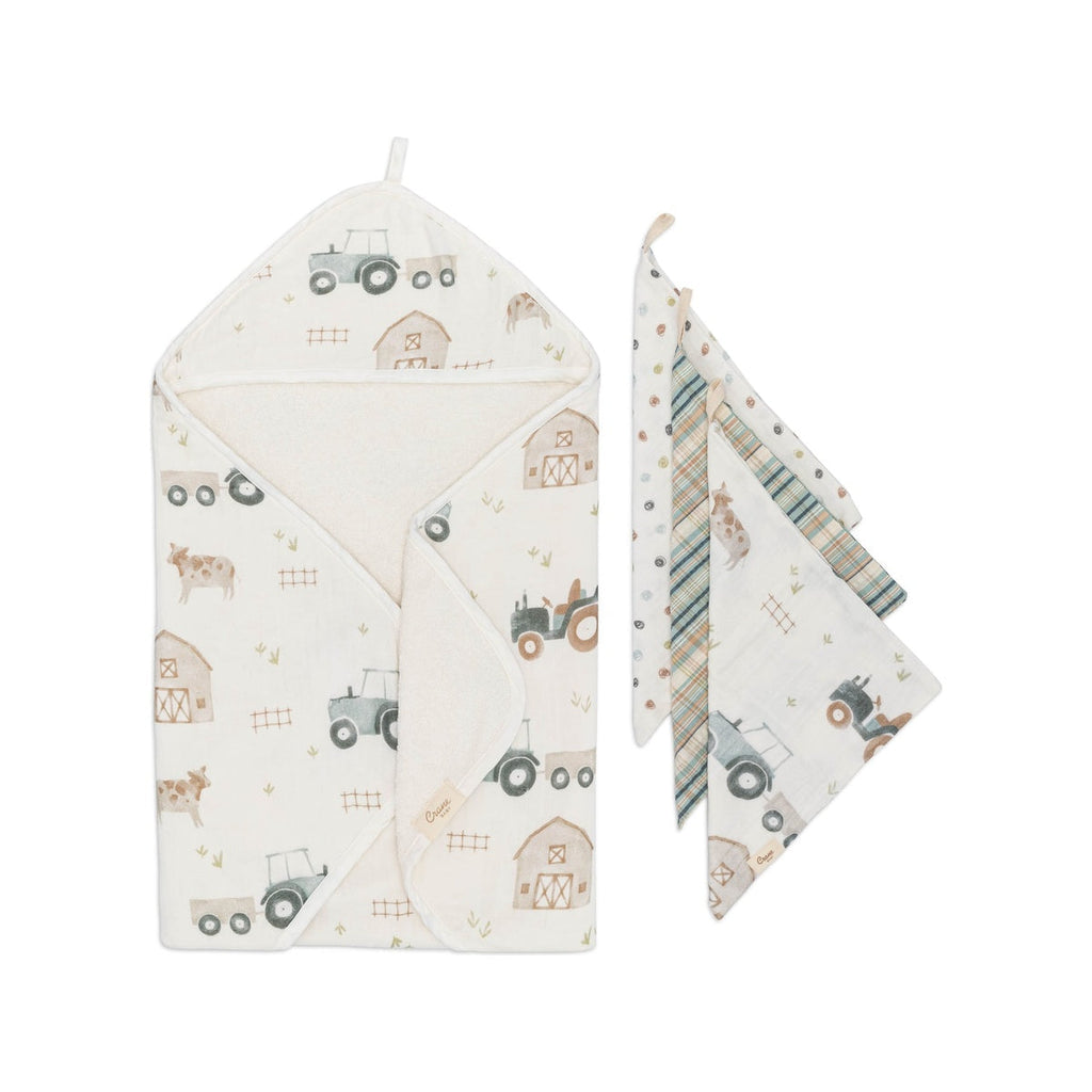 Farmhouse Goose Baby Bath Towel & Wash Cloth Set Y9561
