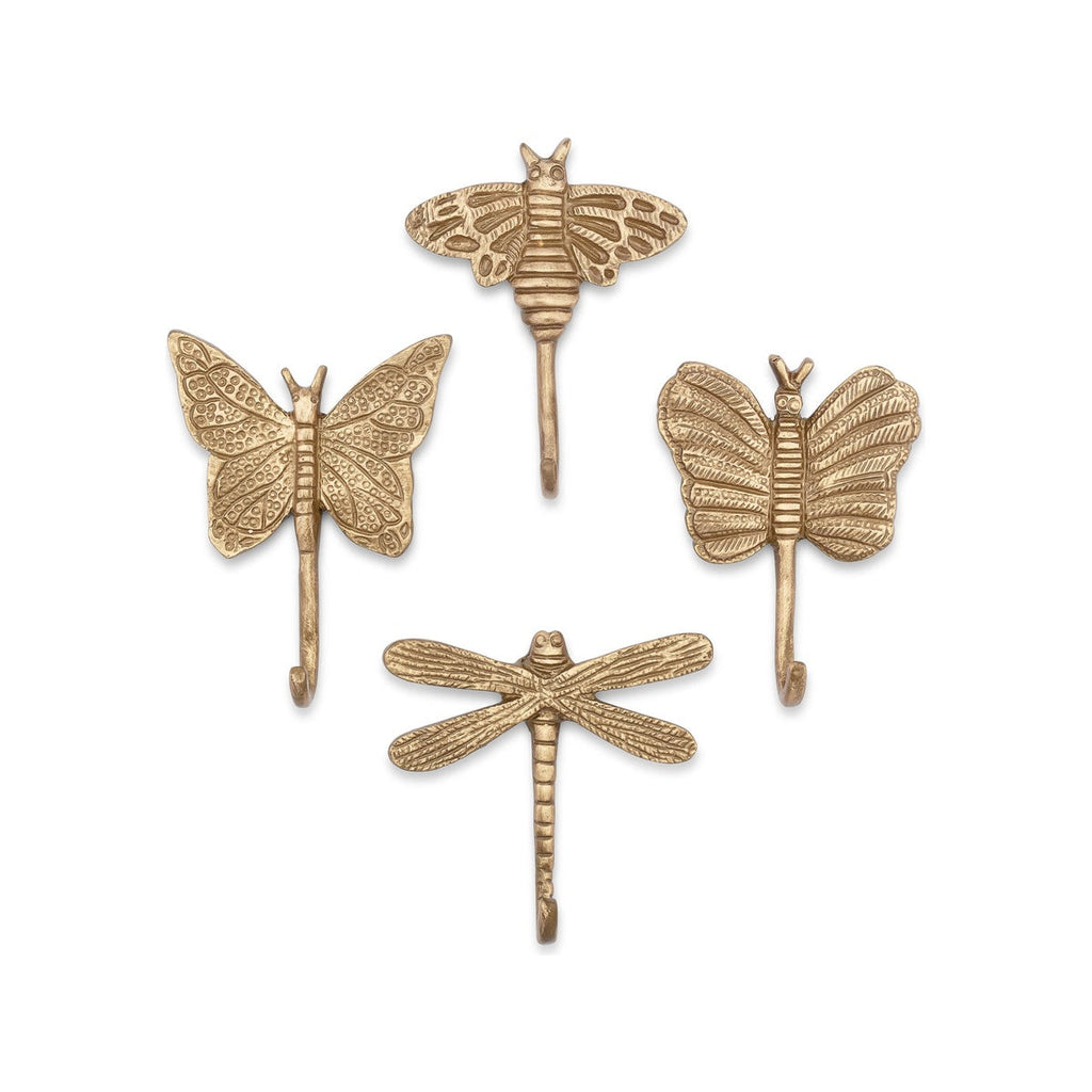Antique Gold Dragonfly Wall Hook Set H5366