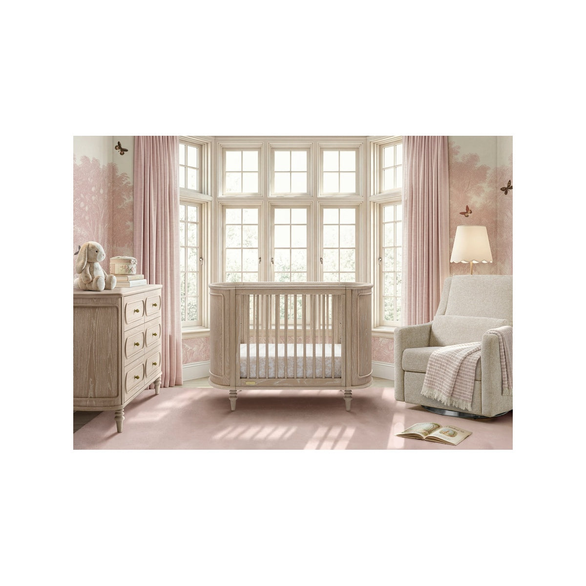 Oval Convertible Crib with Breathable Mattress A9122