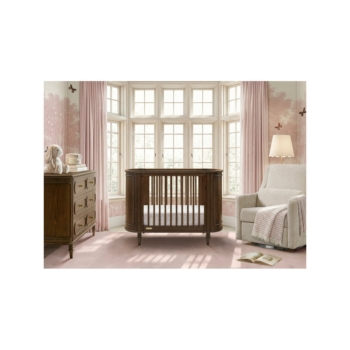 Oval Convertible Crib with Breathable Mattress A9122