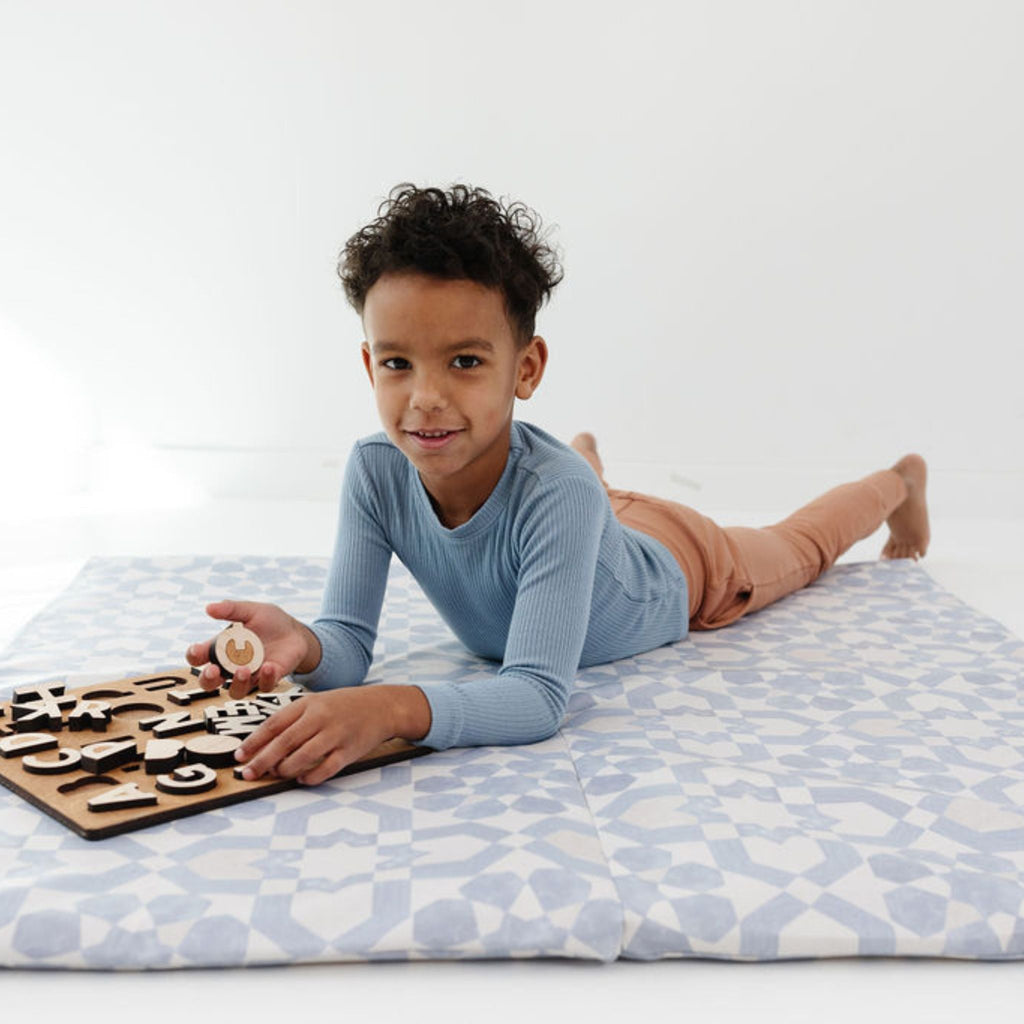 Blue Tile Vegan Leather Mat J32837
