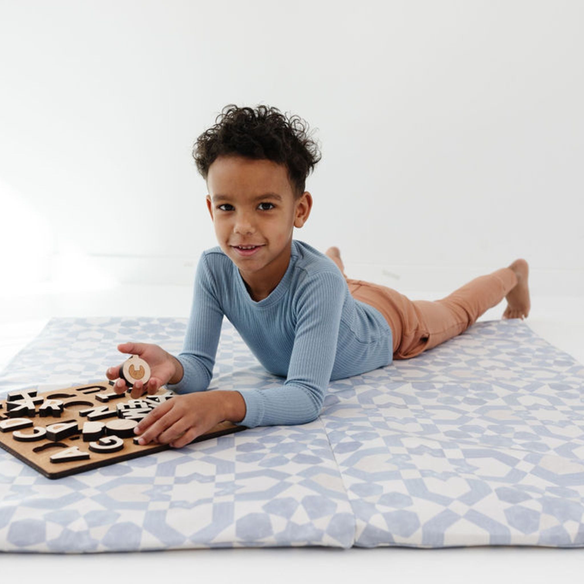 Blue Tile Vegan Leather Mat J32837
