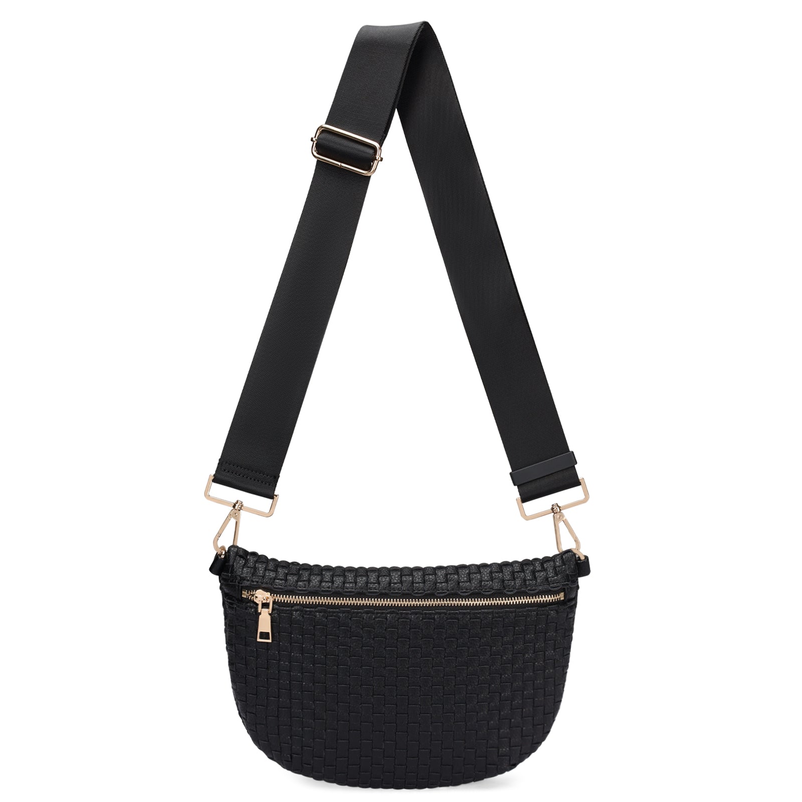 Ounamei Checkered Woven Crossbody Fanny Pack for Women – Adjustable Sling Bum Bag, Lightweight Everyday Travel Shoulder Purse