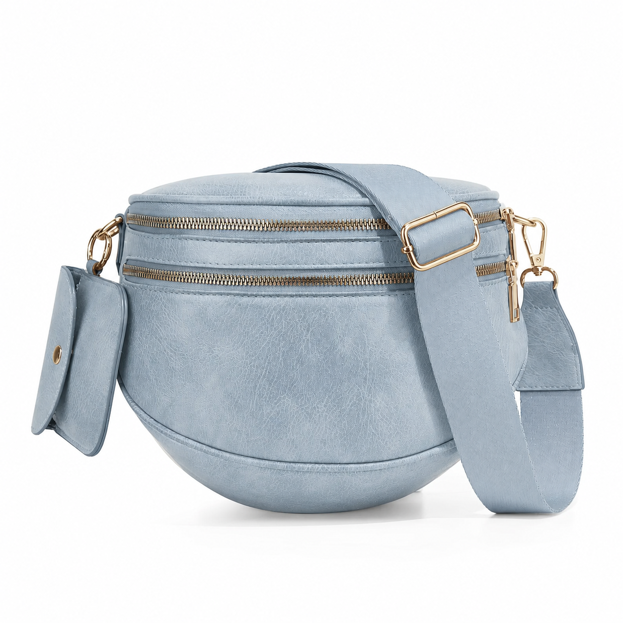 Ounamei Vegan Leather Crossbody Bum Bag for Women with Mini Pouch