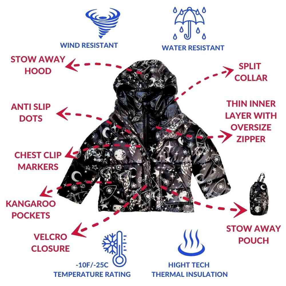 Car Seat Coat Vegan - Rocketship Print B401