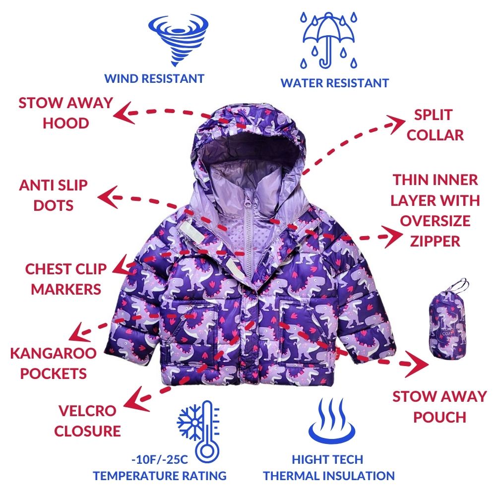 Car Seat Coat Vegan - Purple Raptor U571