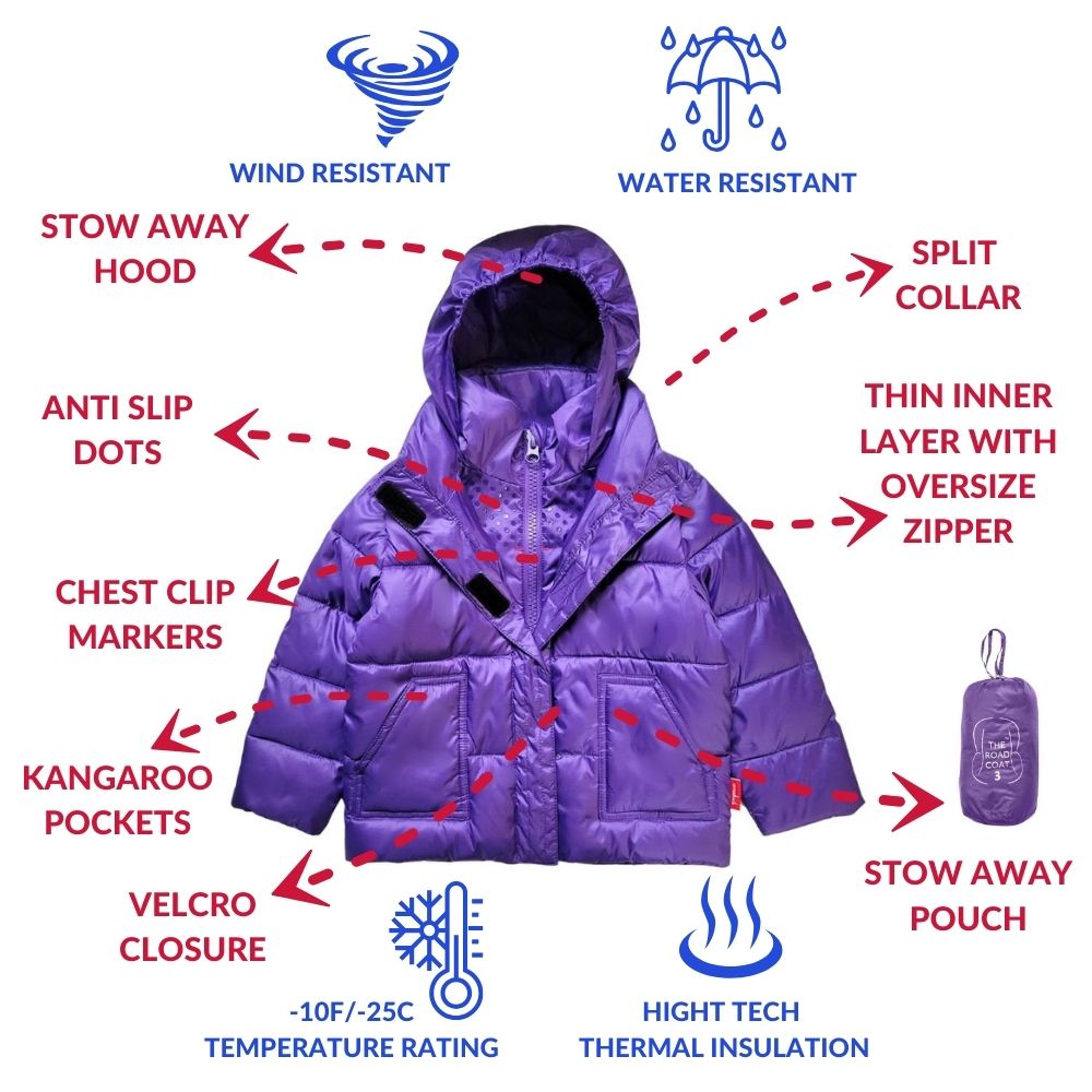 Vegan Car Seat Coat - Purple P926