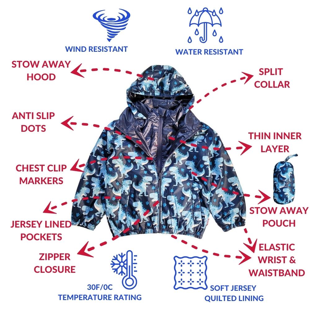 Car Seat Coat - Navy Raptor Print I82646