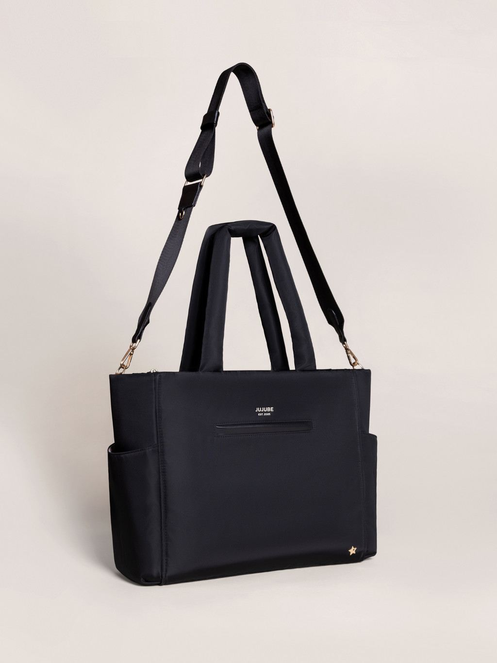 Utility-Strap Tote Diaper Bag - Black R1155