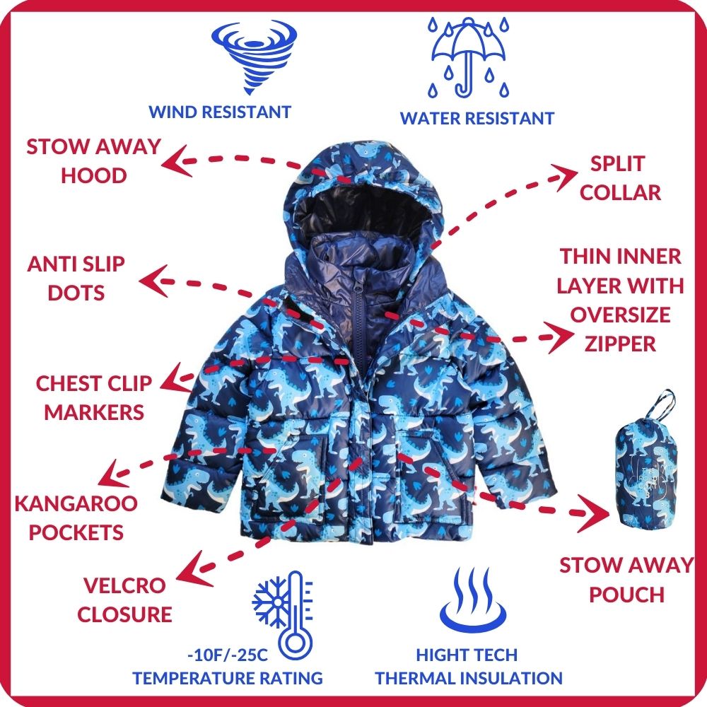Car Seat Coat Vegan - Navy Raptor Print B393026