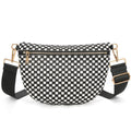 Ounamei Checkered Woven Crossbody Fanny Pack for Women – Adjustable Sling Bum Bag, Lightweight Everyday Travel Shoulder Purse