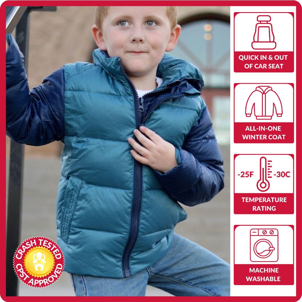 Car Seat Coat Down - Navy/Teal Z365