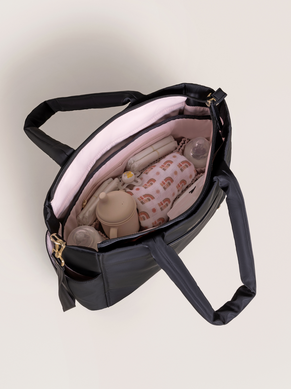 Utility-Strap Tote Diaper Bag - Black R1155
