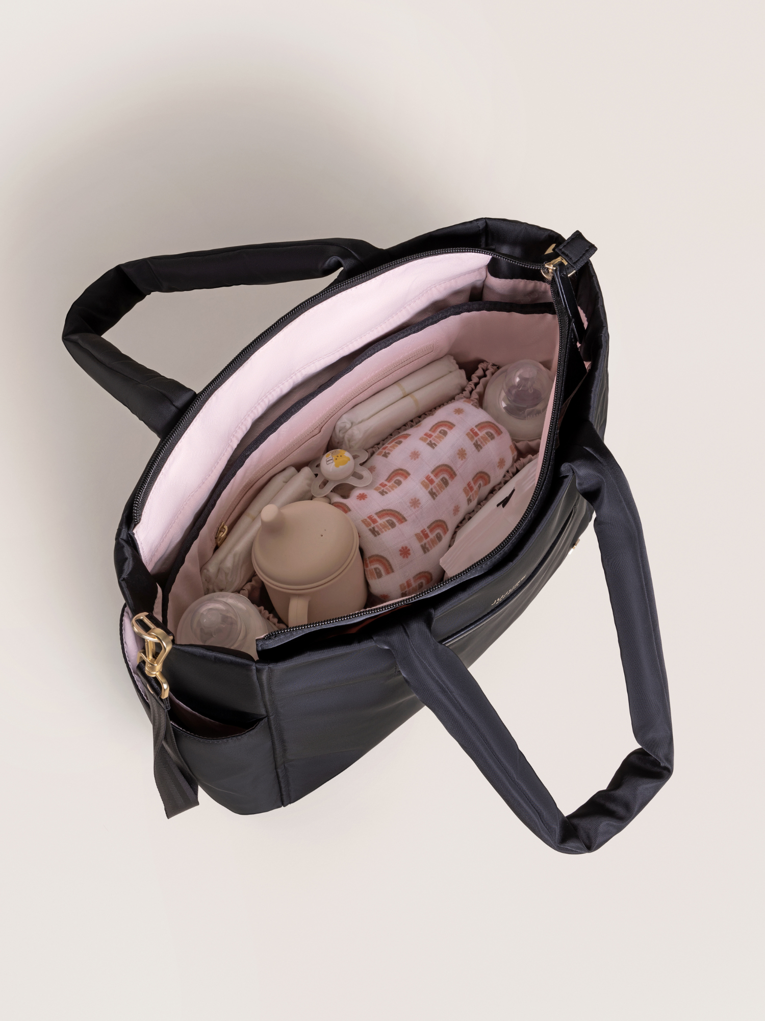 Utility-Strap Tote Diaper Bag - Black R1155