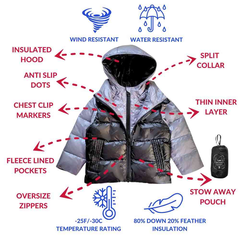 Car Seat Coat - Down - Platinum/Black G4749