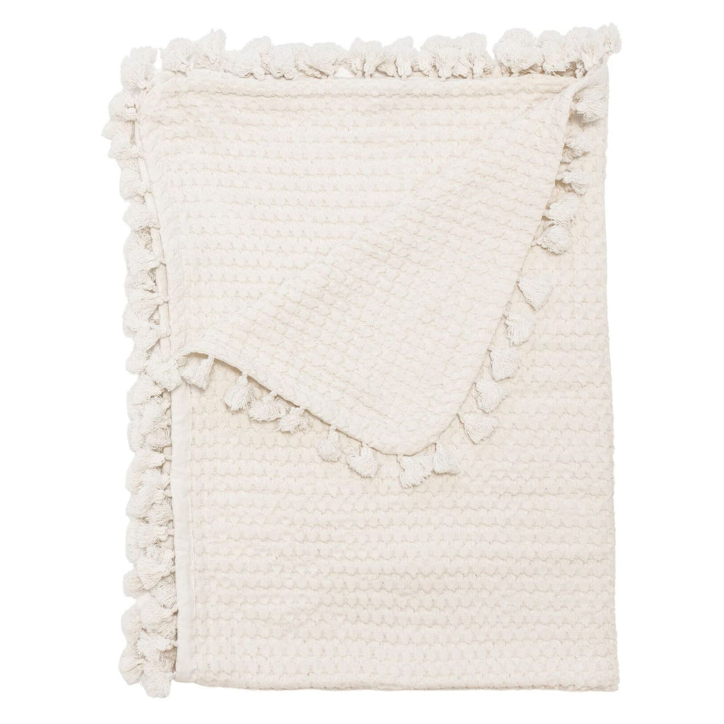 Cotton Waffle Knit Baby Blanket - Cream E382288