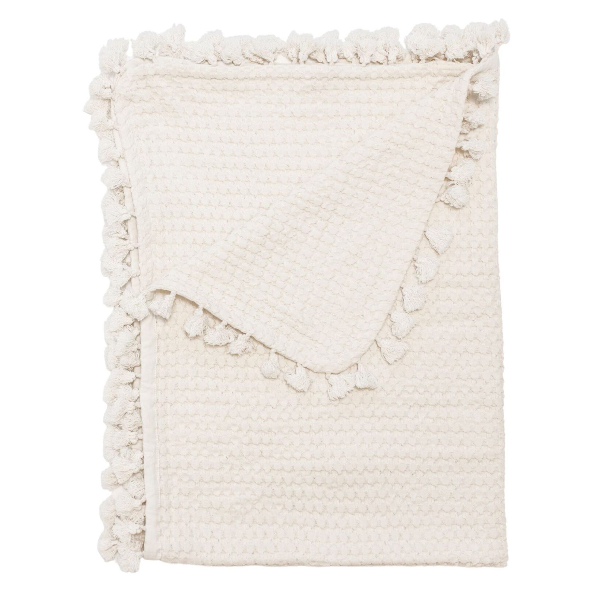 Cotton Waffle Knit Baby Blanket - Cream E382288
