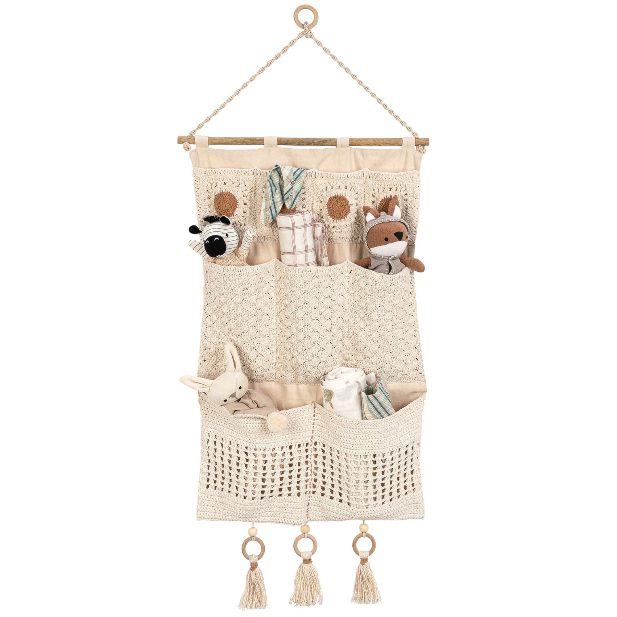 Farmhouse Wall Storage Organizer with Pockets Y26379