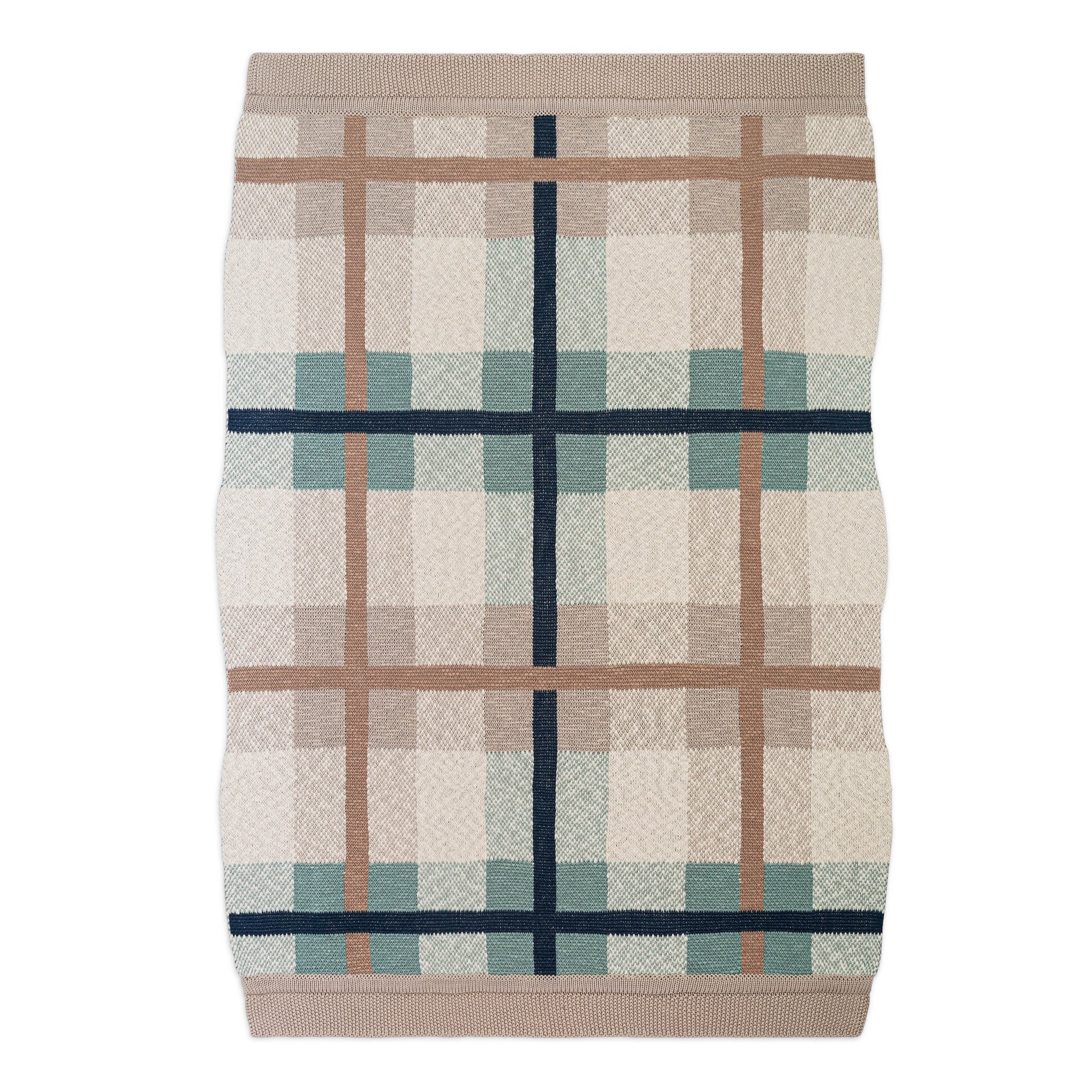 Farmhouse Knitted Plaid Baby Blanket - Beige M91017