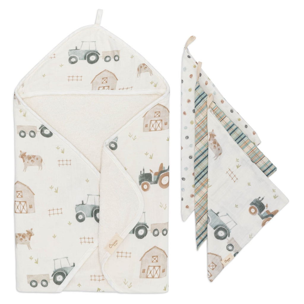 Farmhouse Goose Baby Bath Towel & Wash Cloth Set Y9561