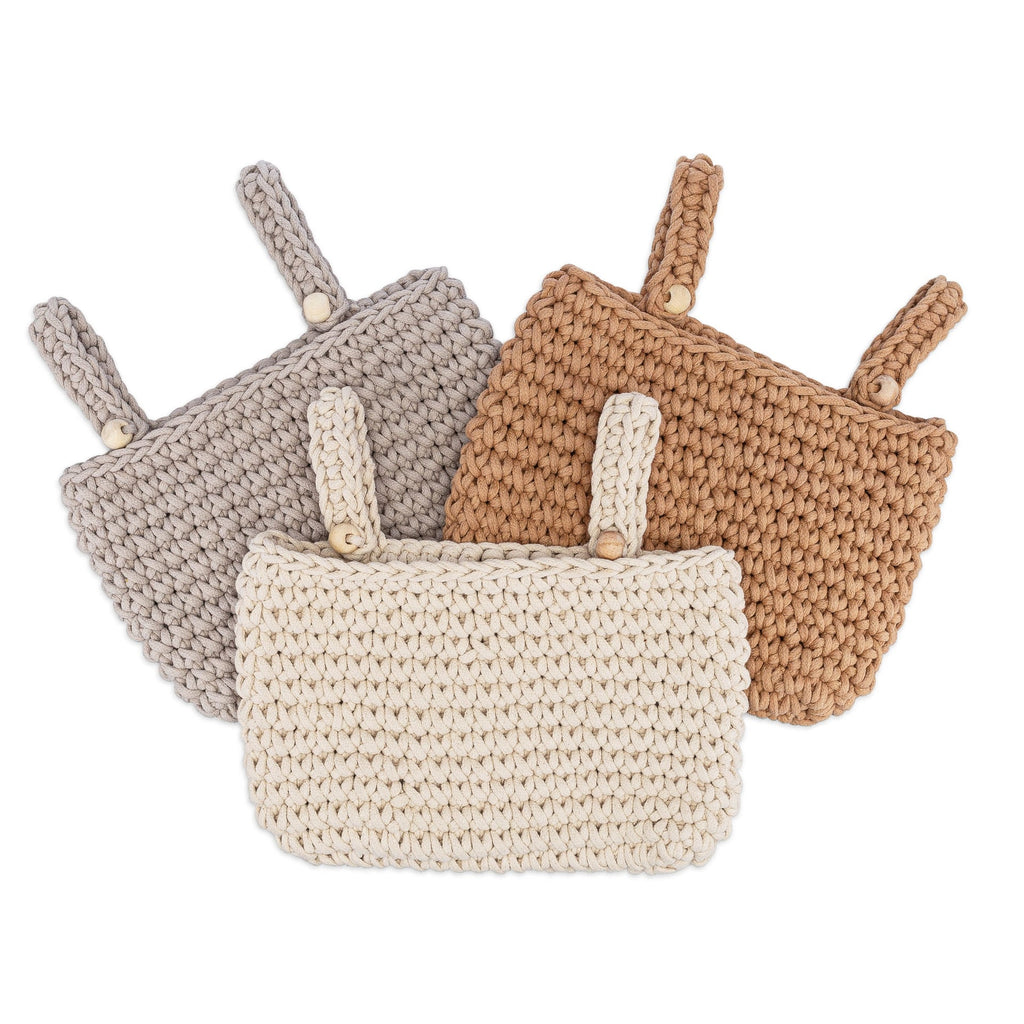 Farmhouse Hanging Nursery Storage Bin Trio - Beige Y70372