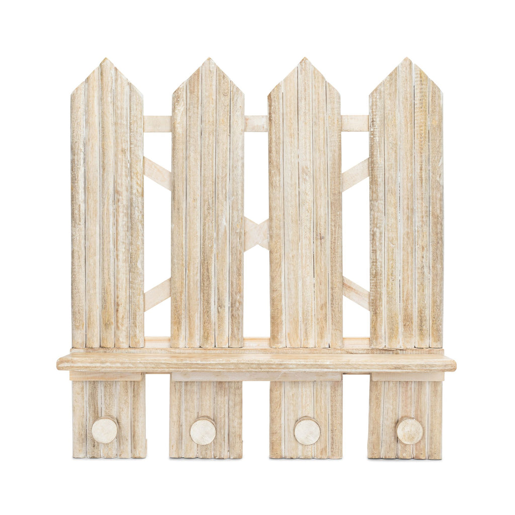 Farmhouse Wooden Fence Nursery Wall Decor Shelf - Beige K460690