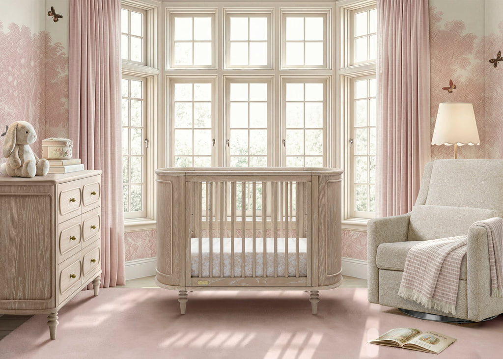 Oval Convertible Crib with Breathable Mattress A9122