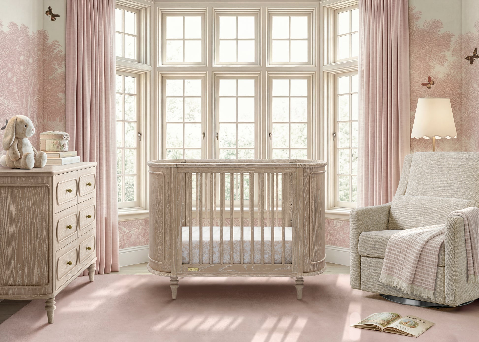 Oval Convertible Crib with Breathable Mattress A9122