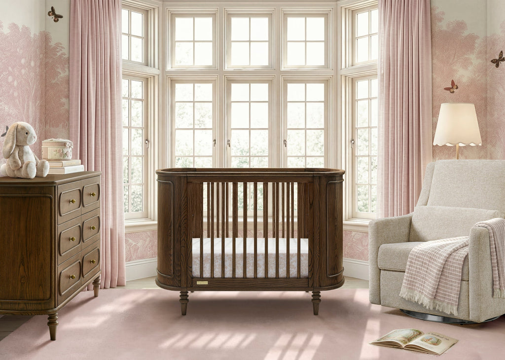 Oval Convertible Crib with Breathable Mattress A9122