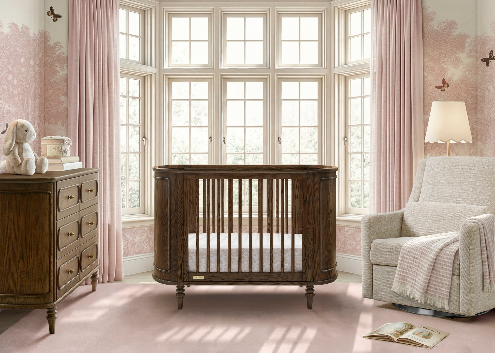 Oval Convertible Crib with Breathable Mattress A9122
