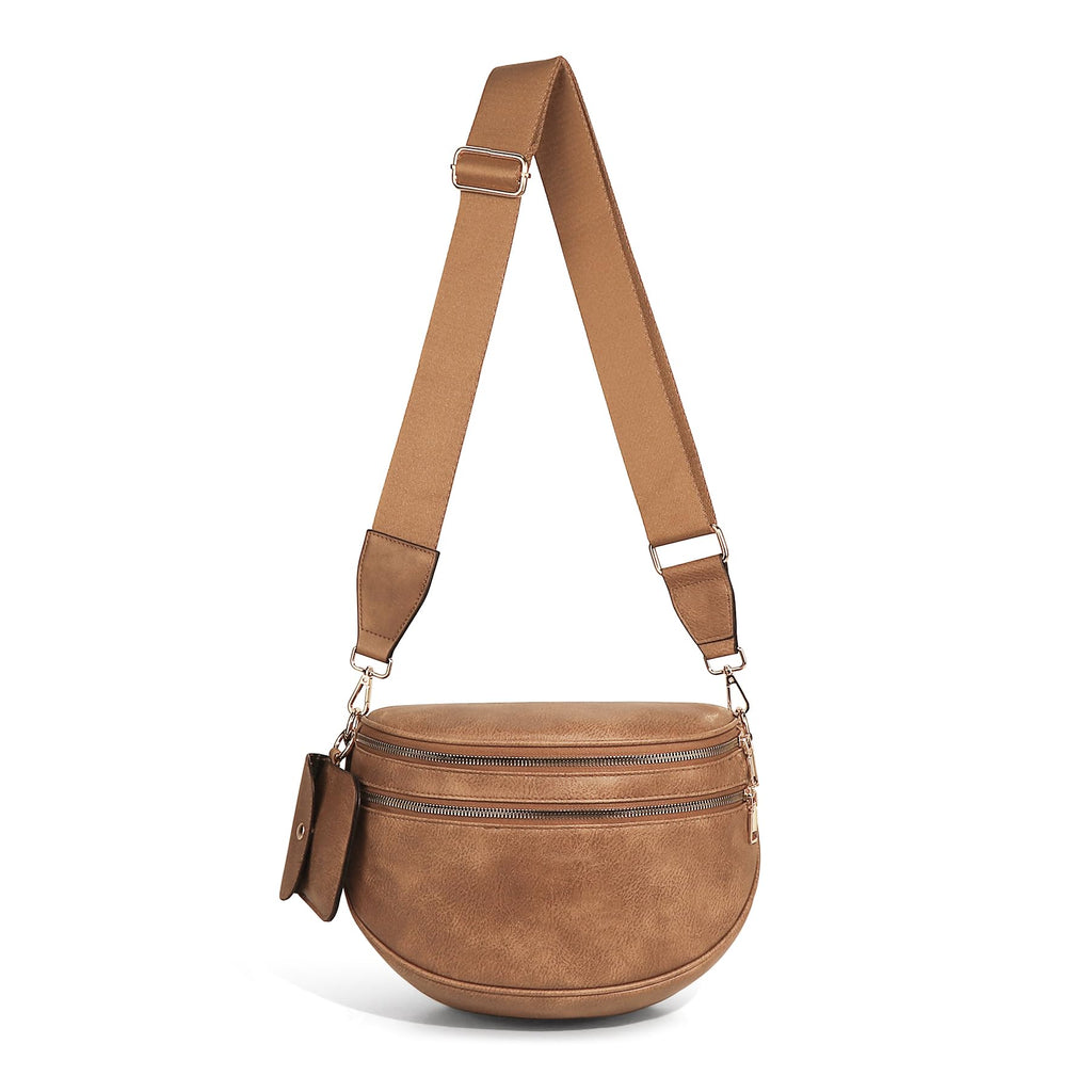Ounamei Checkered Crossbody Bum Bag for Women Large Capacity Belt Bag for Moms & Everyday Travel