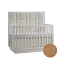 Crib-to-Double Bed with Upholstered Panel in Boucle Beige P31626