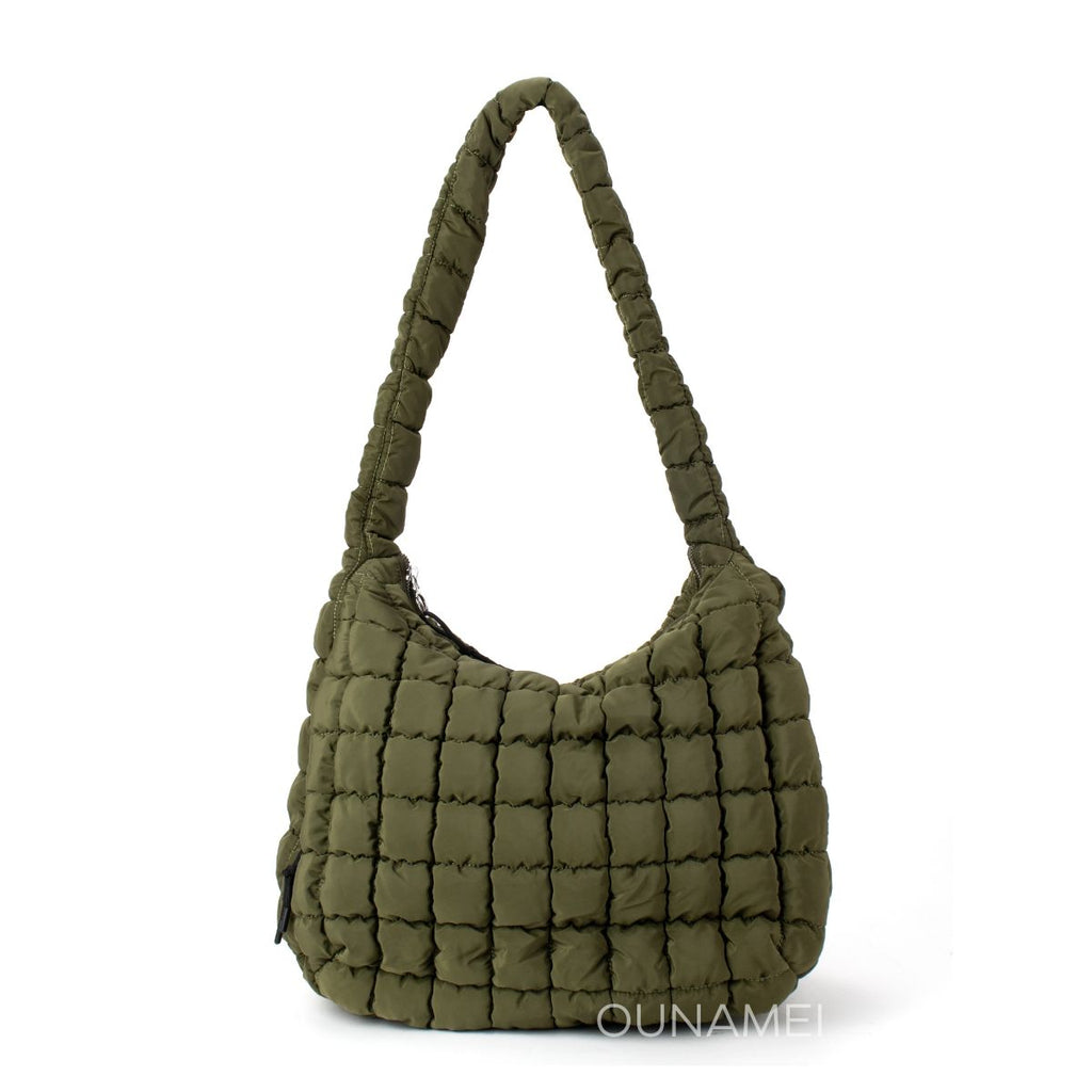 Ounamei Quilted Puffer Hobo Tote Bag for Women | Large Lightweight Carryall Shoulder & Crossbody Bag with Multiple Pockets