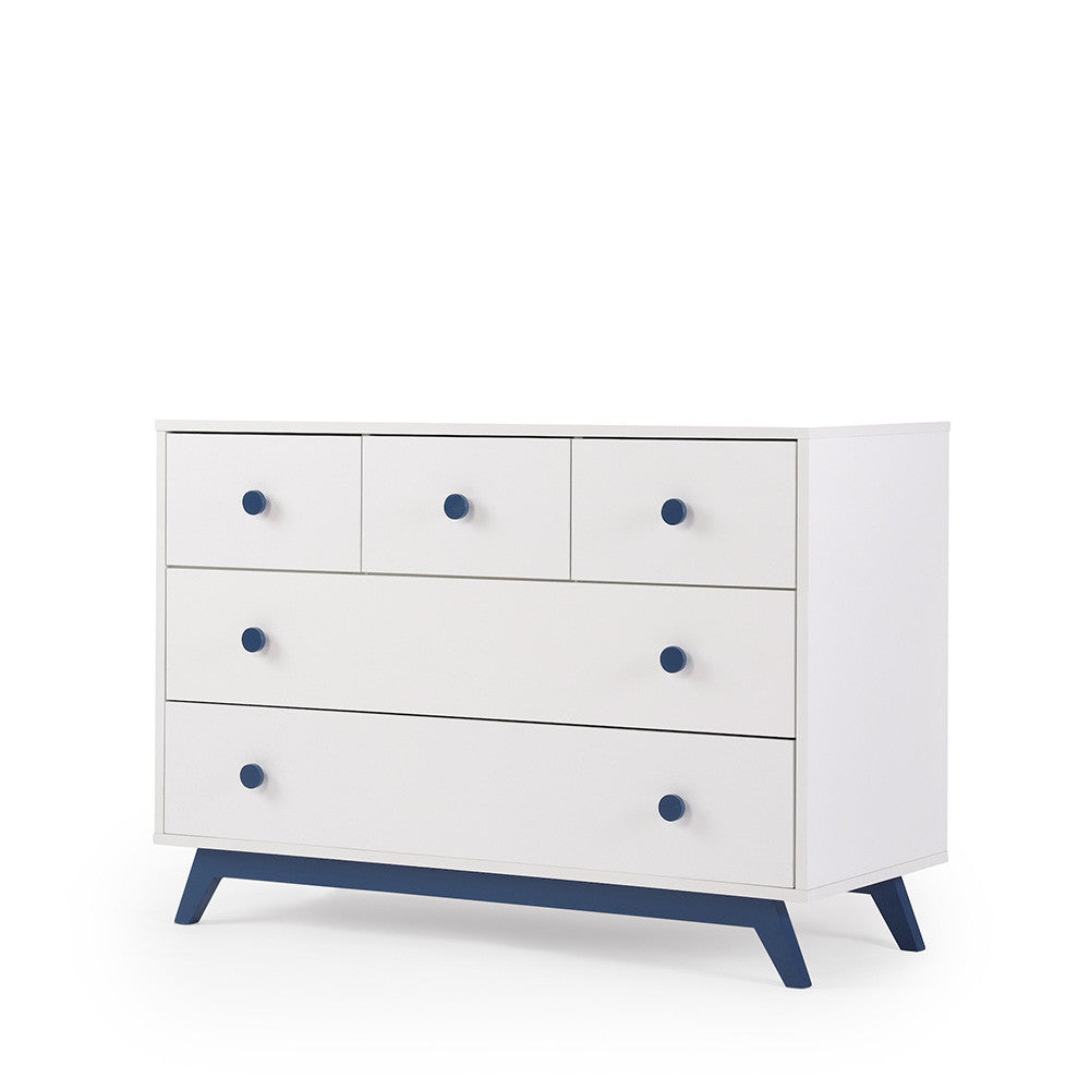 5-Drawer Dresser in White/Denim W98656