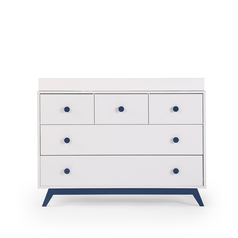 5-Drawer Dresser in White/Denim W98656