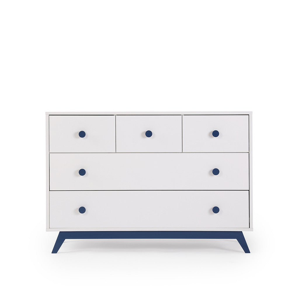 5-Drawer Dresser in White/Denim W98656