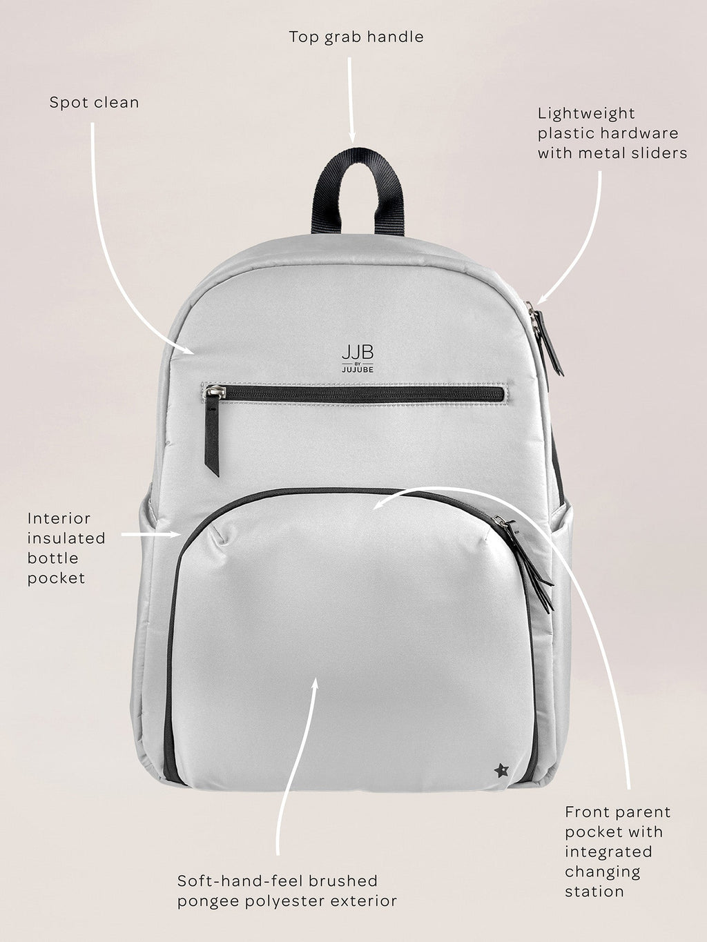 Grey Backpack Diaper Bag L602
