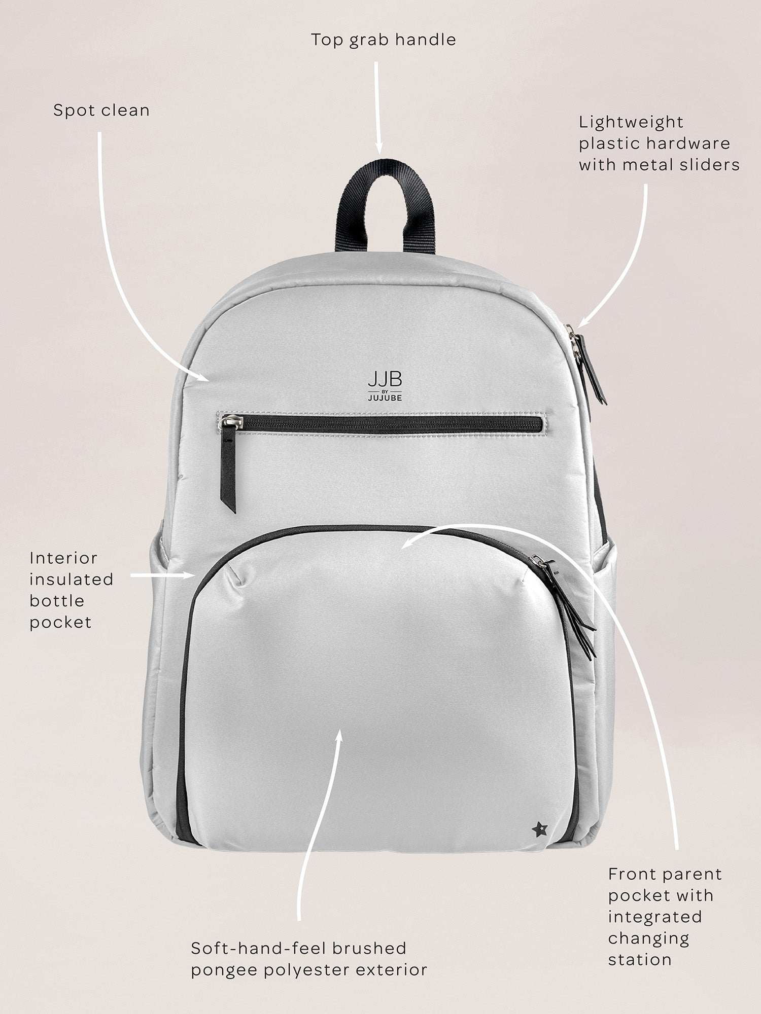 Grey Backpack Diaper Bag L602
