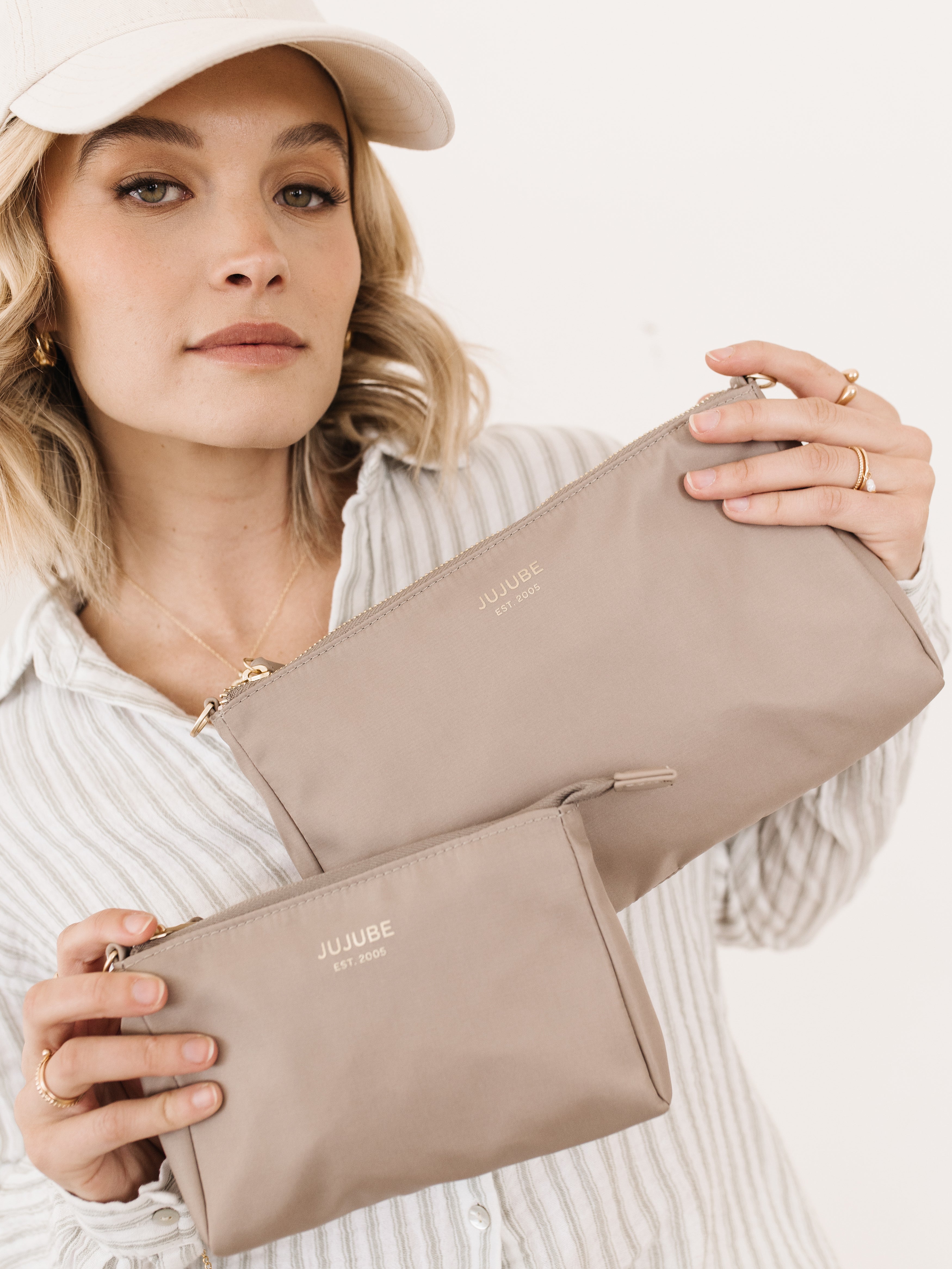 3-Piece Pouch Clutch Purse Set - Taupe H48258