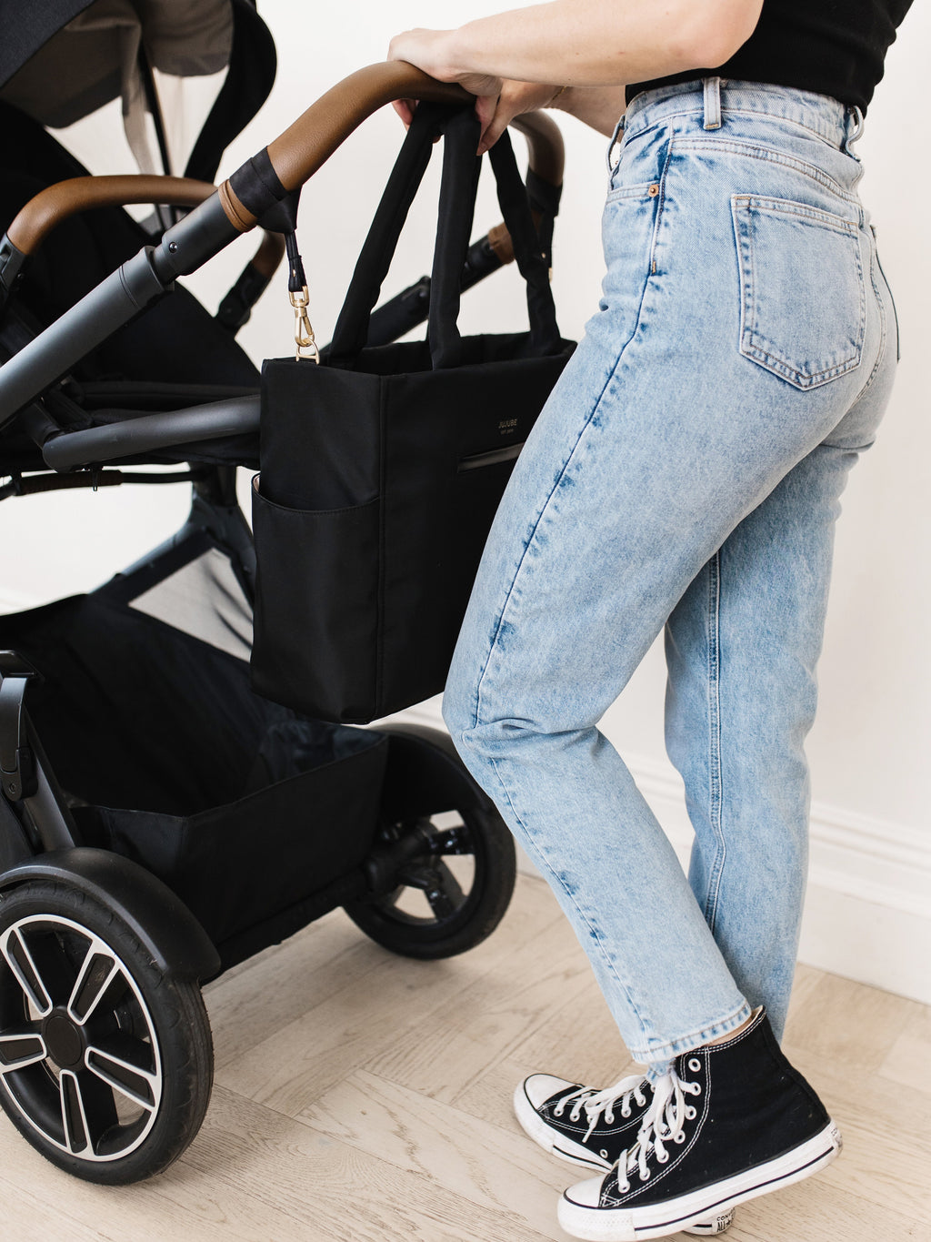 Utility-Strap Tote Diaper Bag - Black R1155