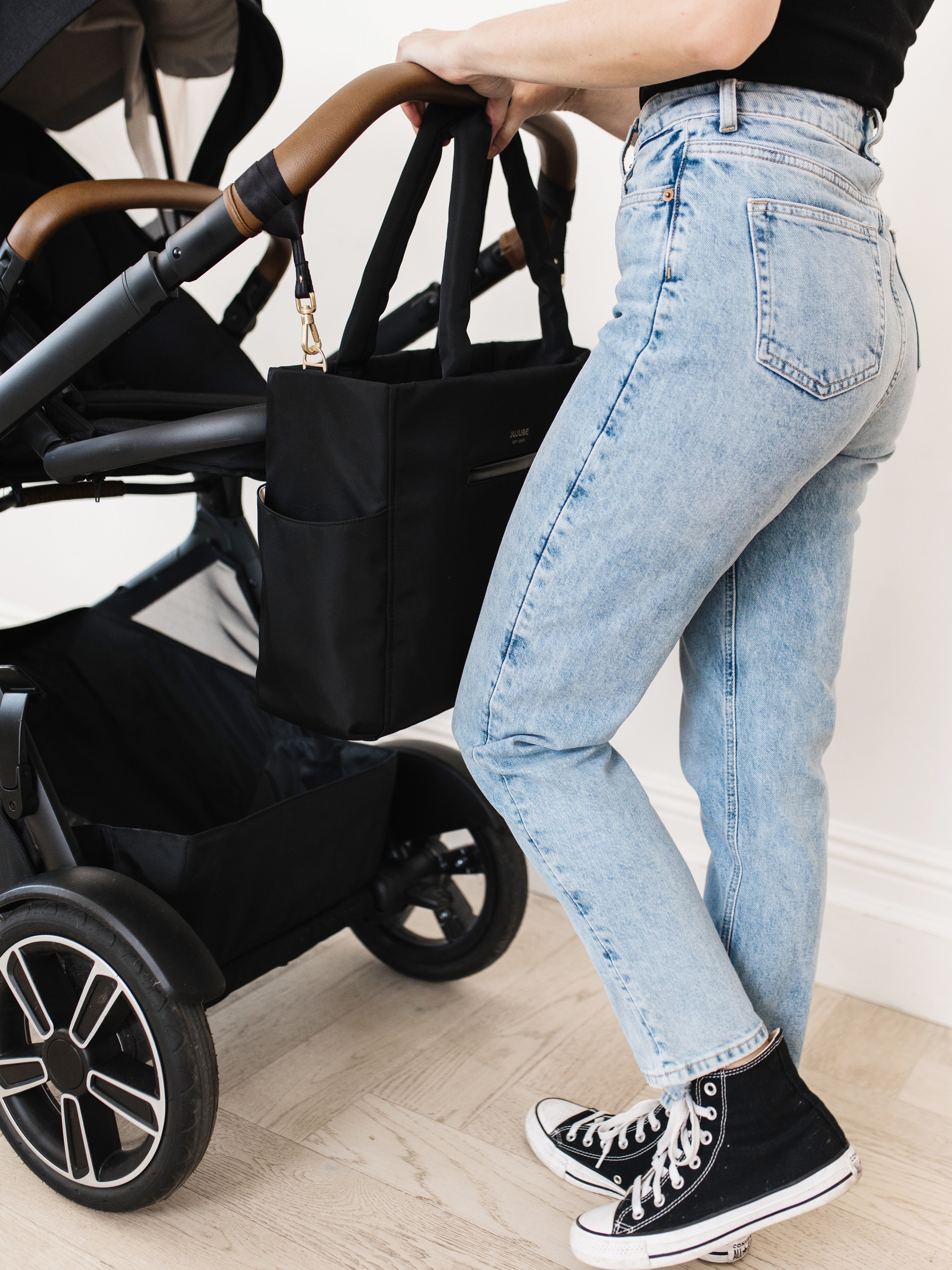 Utility-Strap Tote Diaper Bag - Black R1155