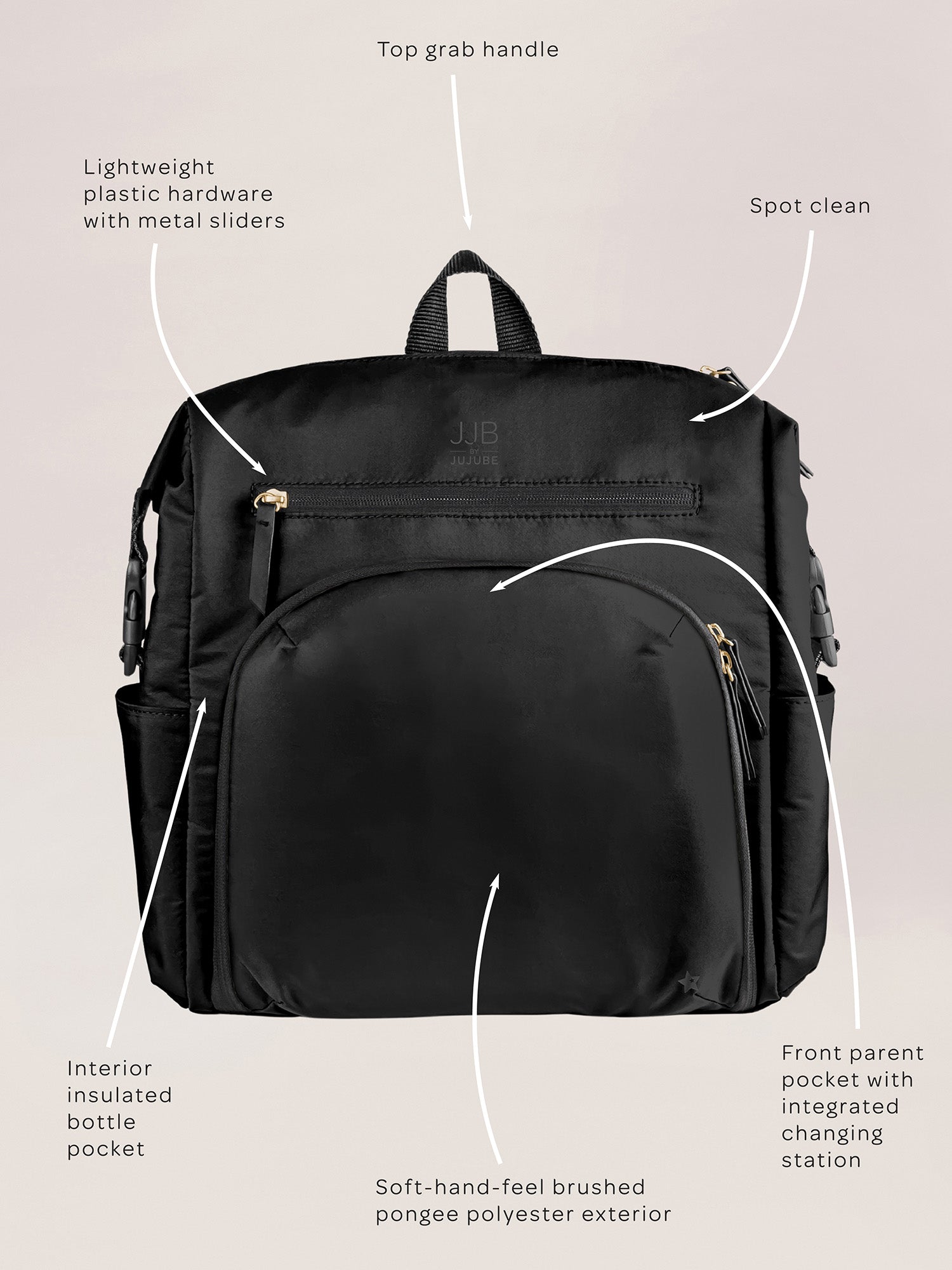 Modern Backpack Diaper Bag - Black K9391