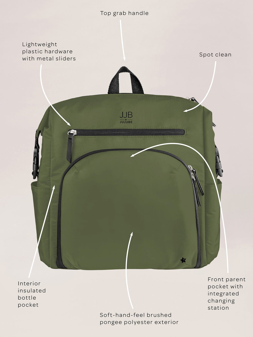 Modern Backpack Diaper Bag - Olive N91929