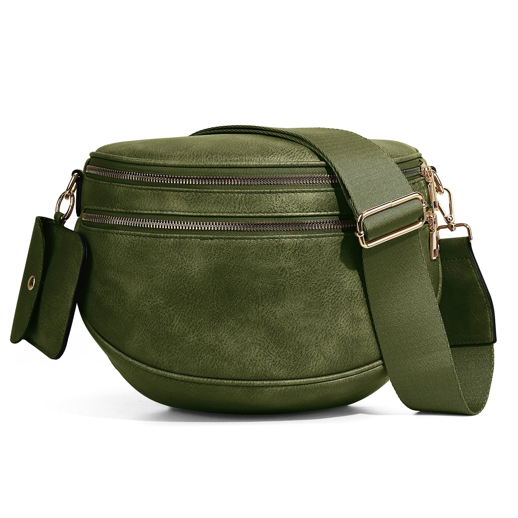 Ounamei Vegan Leather Crossbody Bum Bag for Women with Mini Pouch