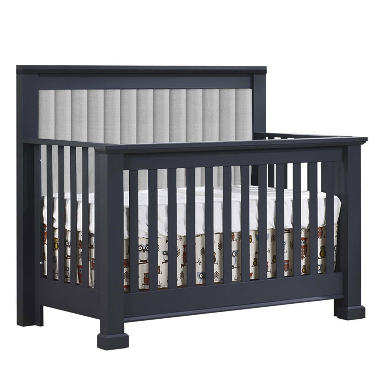 Convertible Crib with Channel Tufted Panel, Linen Grey Y97678