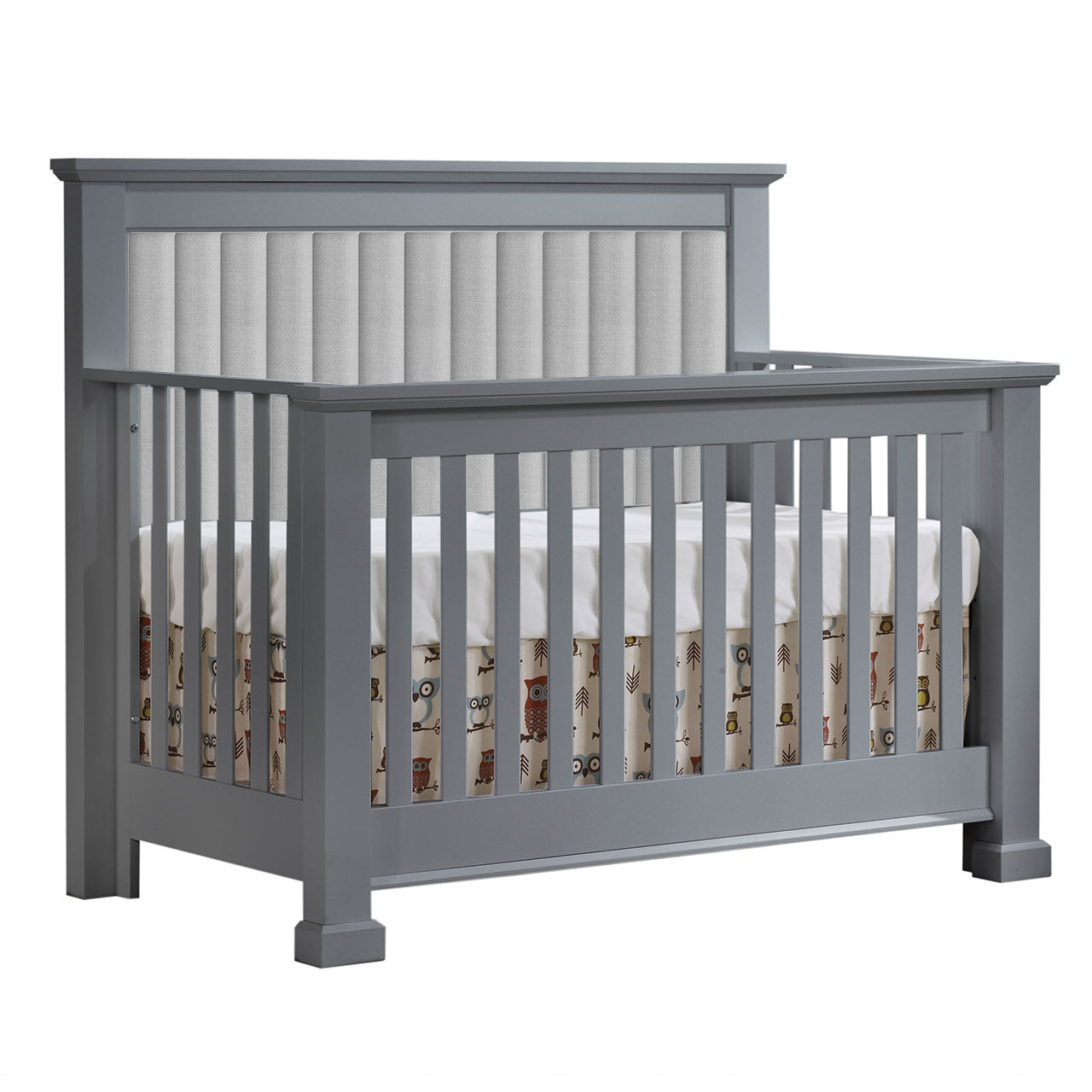 Convertible Crib with Channel Tufted Panel, Linen Grey Y97678