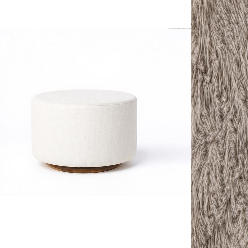 Oval Ottoman with Wood Base L99466