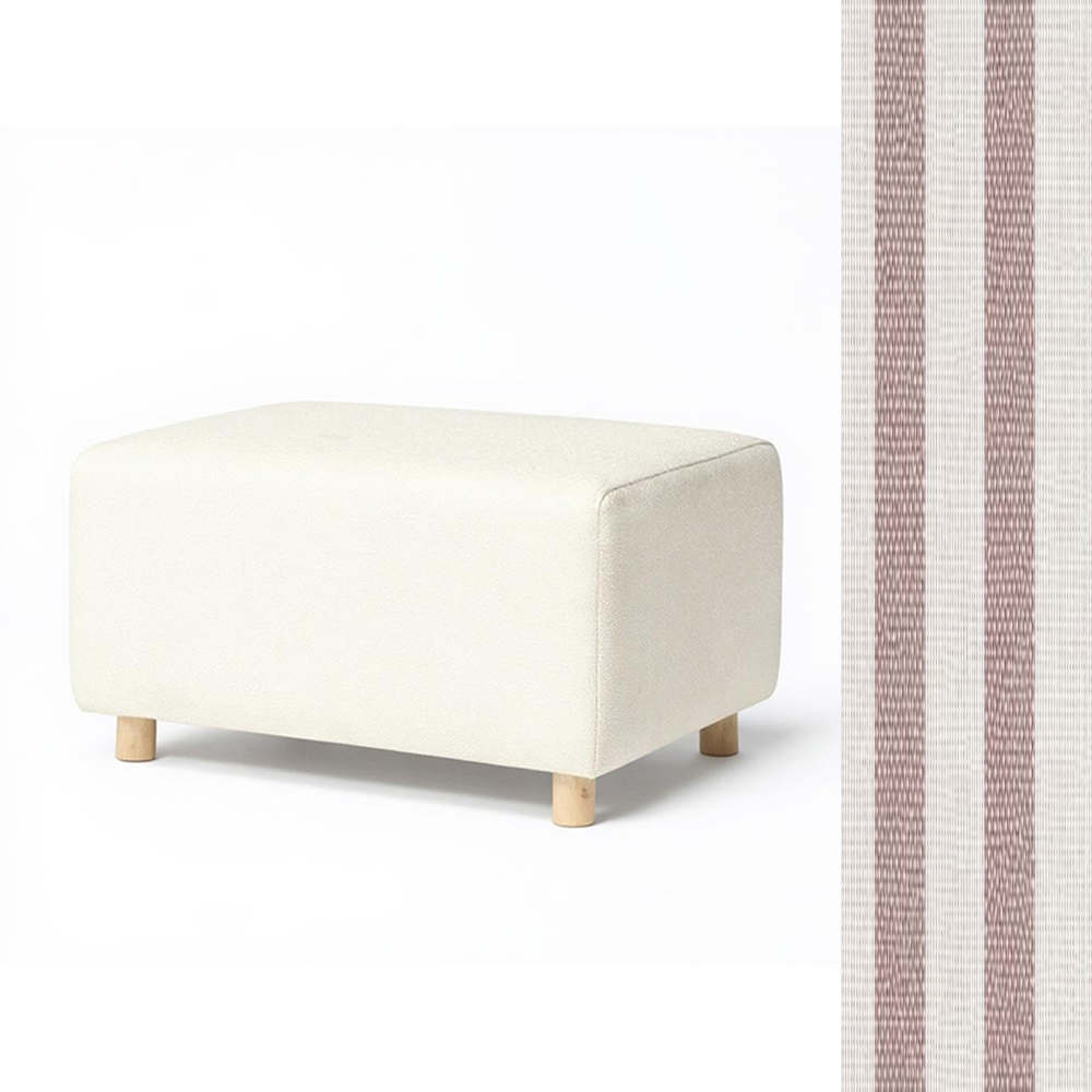 Wide Rectangle Ottoman with Wood Base I157